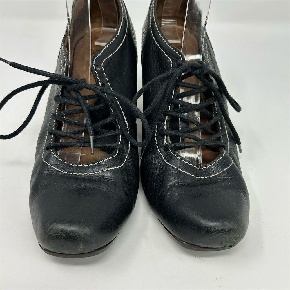 John Fluevog Women's Black Leather Lace-Up Heels Size 6.5 Formal Shoes Dressy - Picture 7 of 15